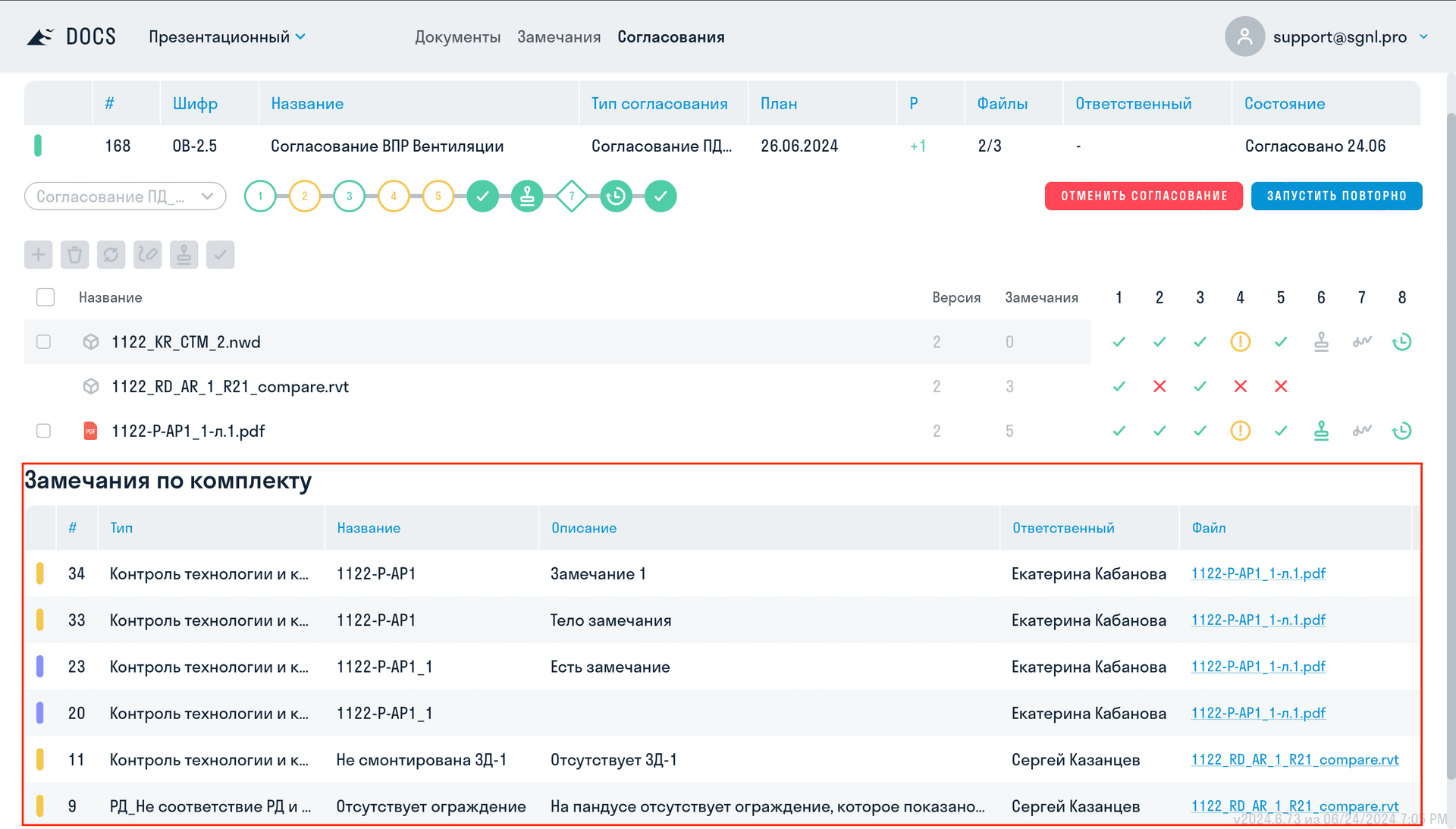 SIGNAL DOCS Замечания в Согласования