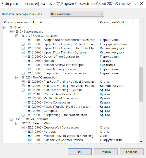 Назаначение Кода классификатора в Revit Назаначение Кода классификатора в Revit